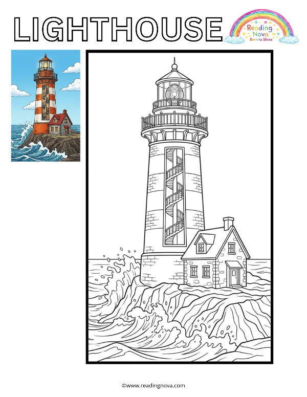 Free colouring page: Lighthouse