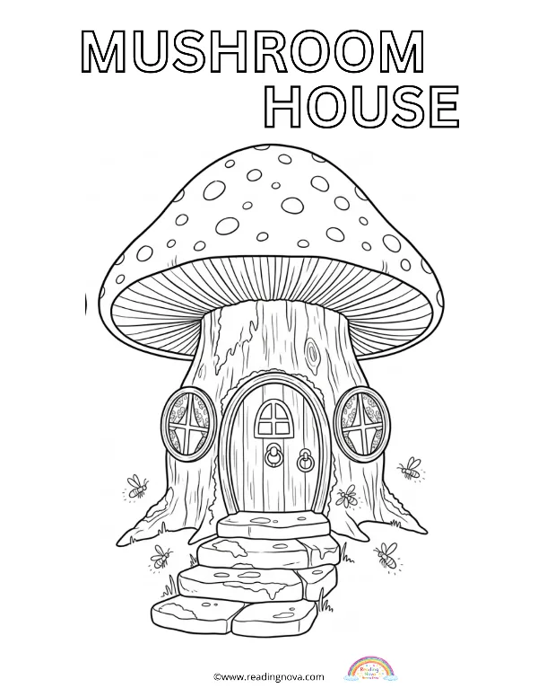 Free colouring page: Mushroom House