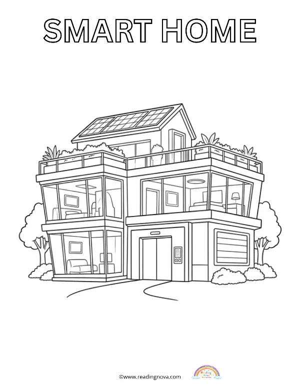Free colouring page: Smart Home