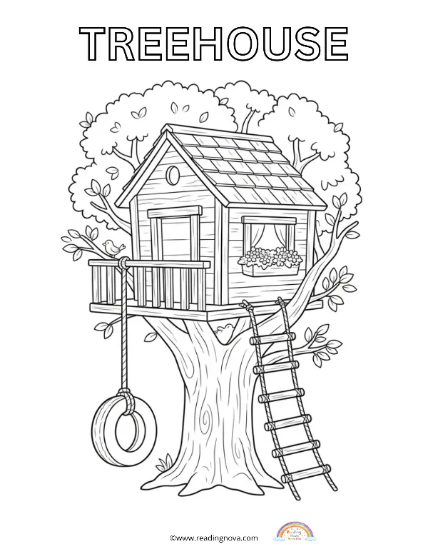 Free colouring page: Treehouse