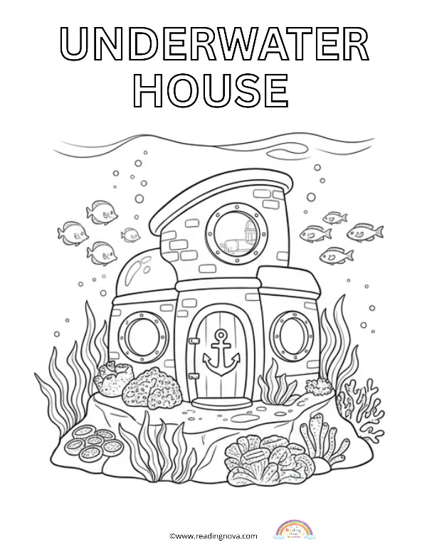 Free colouring page: Underwater House