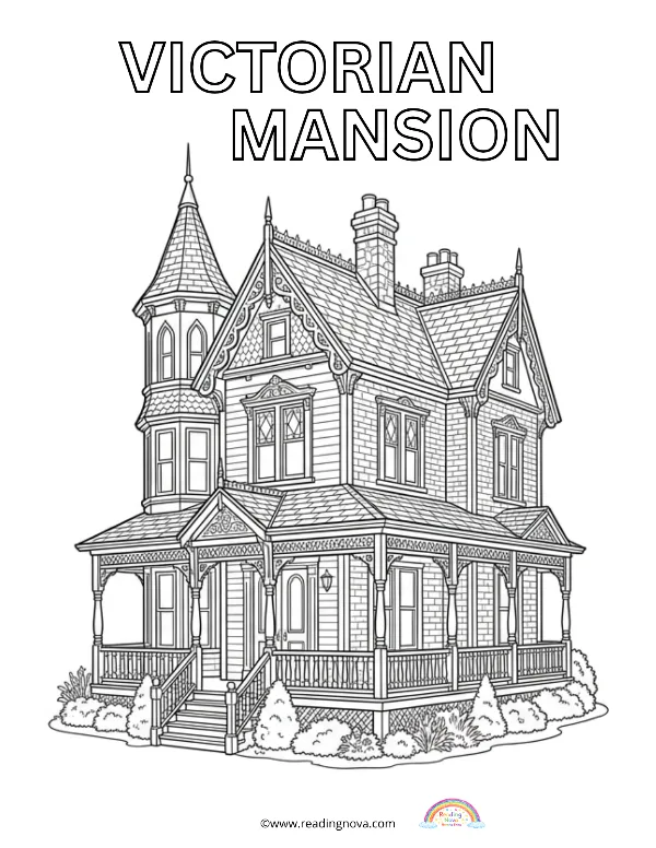 Free colouring page: Victorian Mansion
