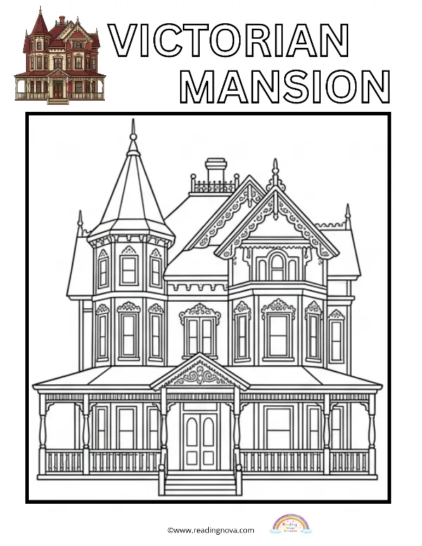 Free colouring page: Victorian Mansion