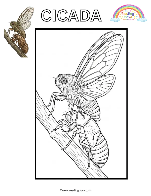 Free colouring page: Cicada