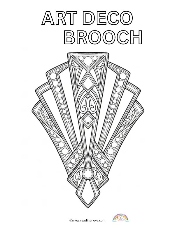 Free colouring page: Art Deco Brooch