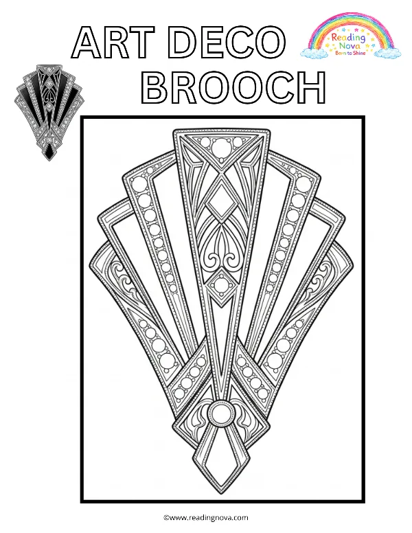 Free colouring page: Art Deco Brooch