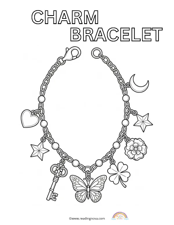 Free colouring page: Charm Bracelet