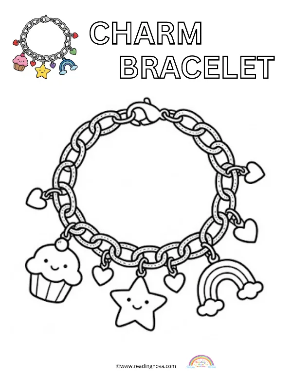 Free colouring page: Charm Bracelet