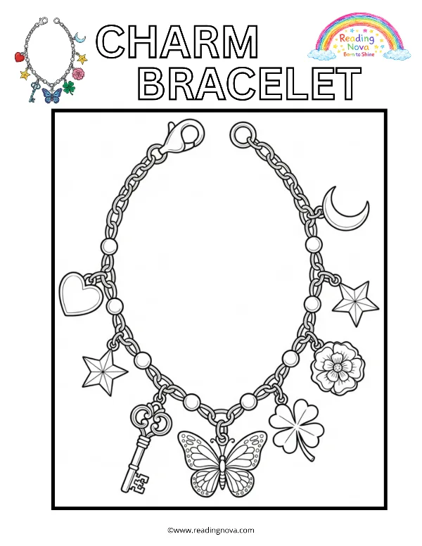 Free colouring page: Charm Bracelet