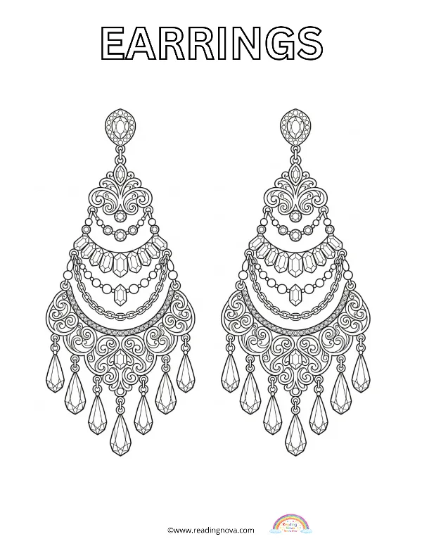 Free colouring page: Earrings