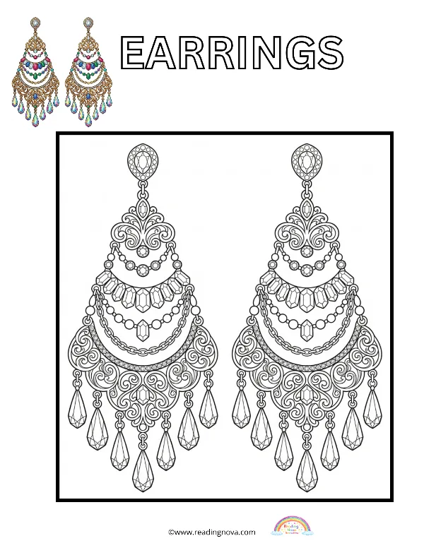 Free colouring page: Earrings