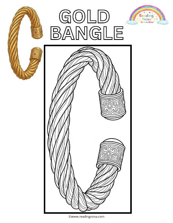 Free colouring page: Gold Bangle