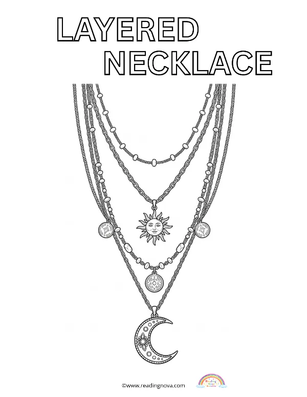 Free colouring page: Layered Necklace