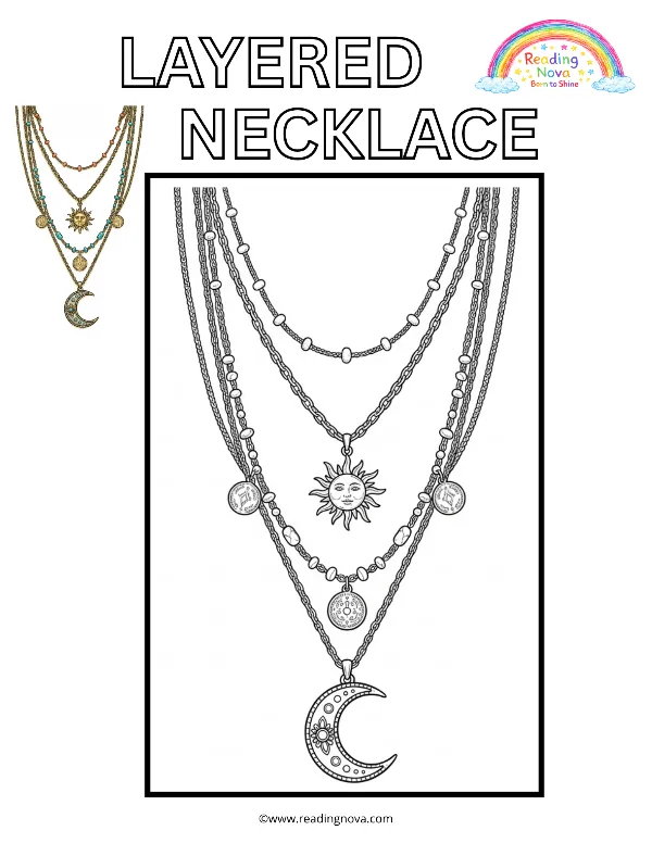 Free colouring page: Layered Necklace