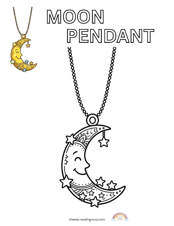 Free colouring page: Moon Pendant