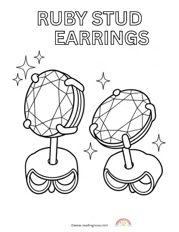 Free colouring page: Ruby Stud Earrings