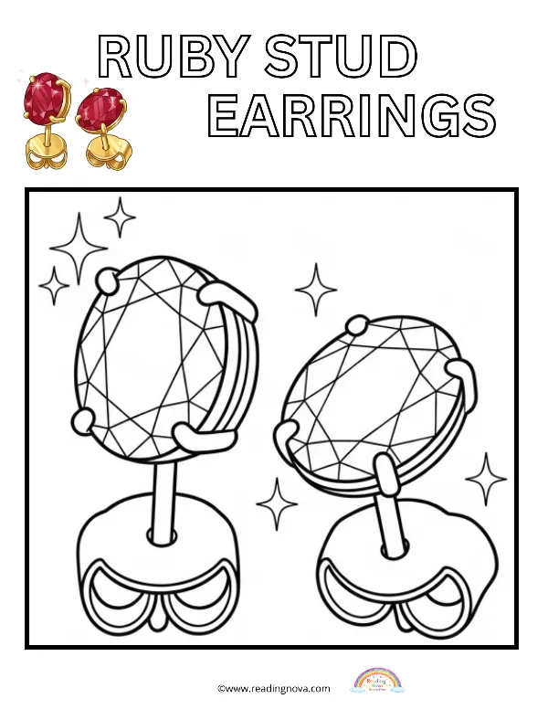 Free colouring page: Ruby Stud Earrings