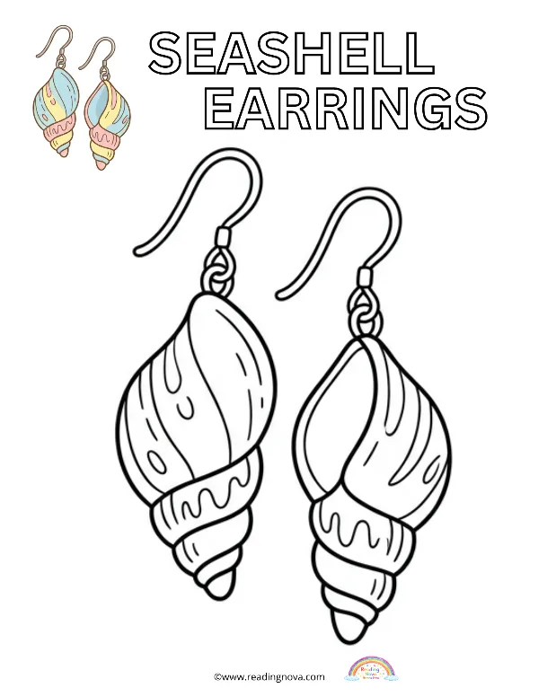 Free colouring page: Seashell Earrings