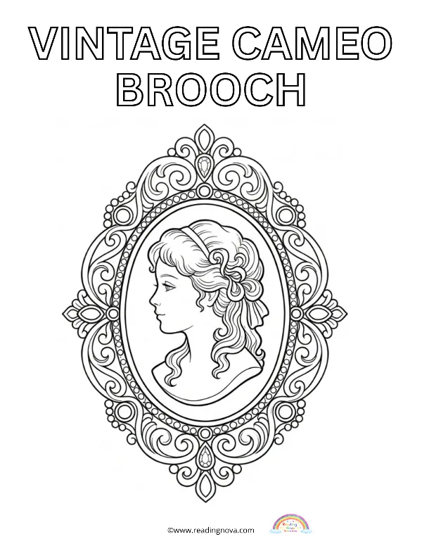 Free colouring page: Vintage cameo Brooch
