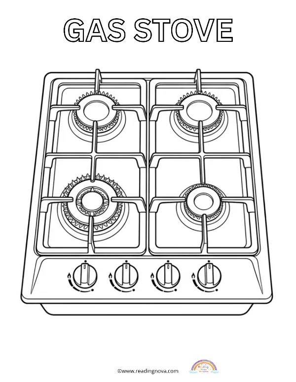 Free colouring page: Gas Stove