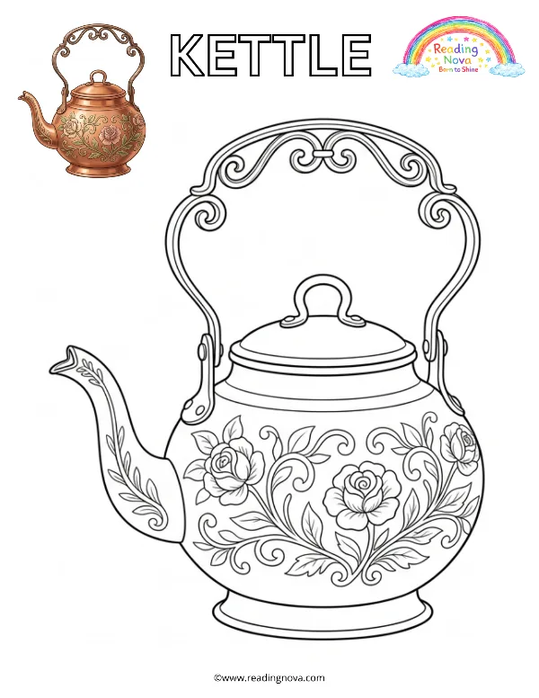 Free colouring page: Kettle
