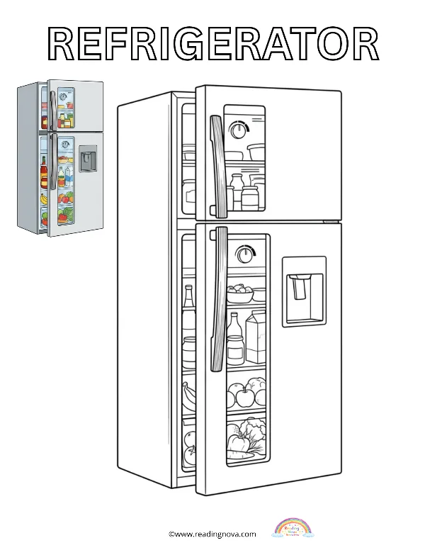 Free colouring page: Refrigerator