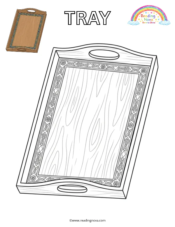 Free colouring page: Tray