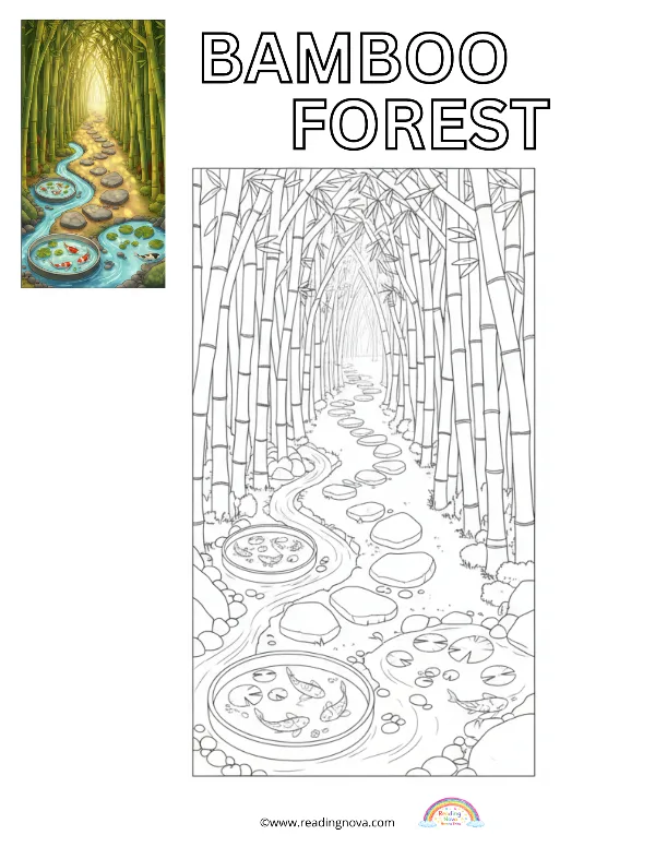 Free colouring page: Bamboo Forest