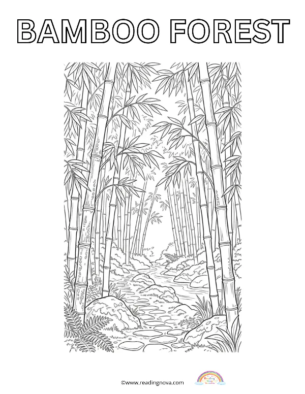 Free colouring page: Bamboo Forest