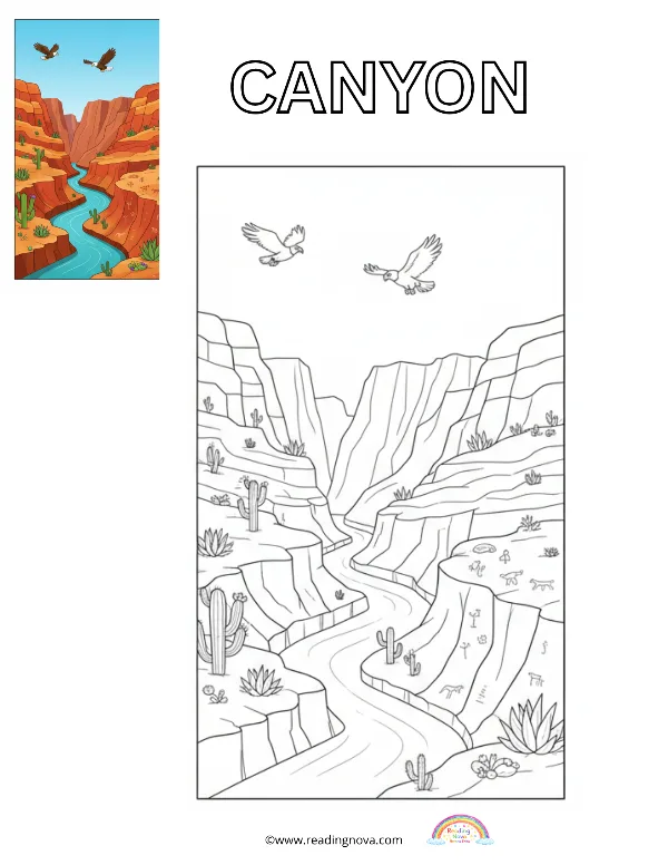 Free colouring page: Canyon