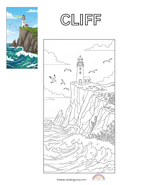 Free colouring page: Cliff