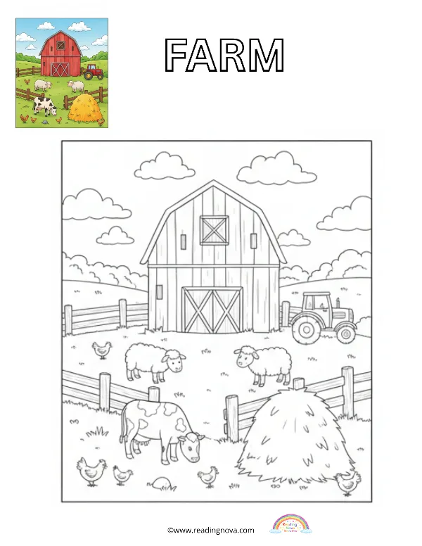 Free colouring page: Farm