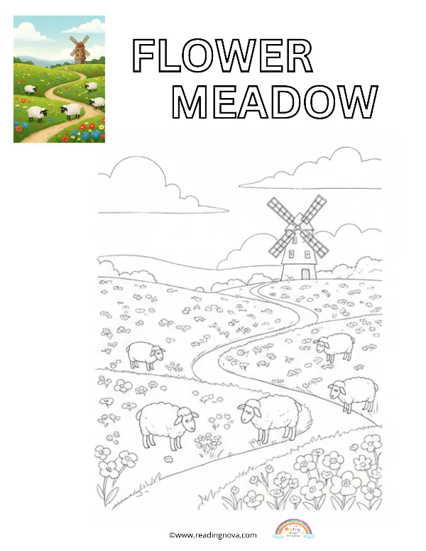 Free colouring page: Flower Meadow