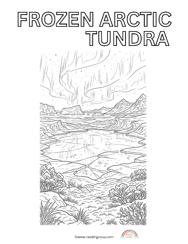 Free colouring page: Frozen Arctic Tundra