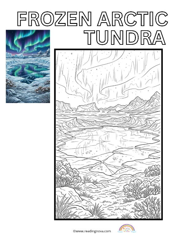 Free colouring page: Frozen Arctic Tundra