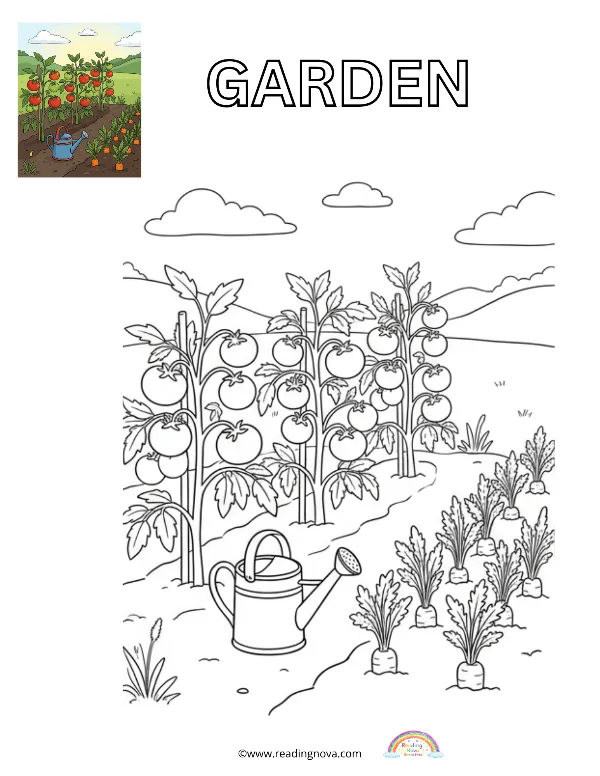 Free colouring page: Garden