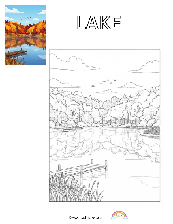 Free colouring page: Lake