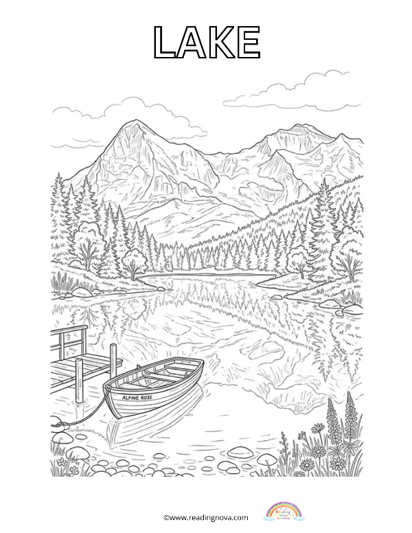 Free colouring page: Lake