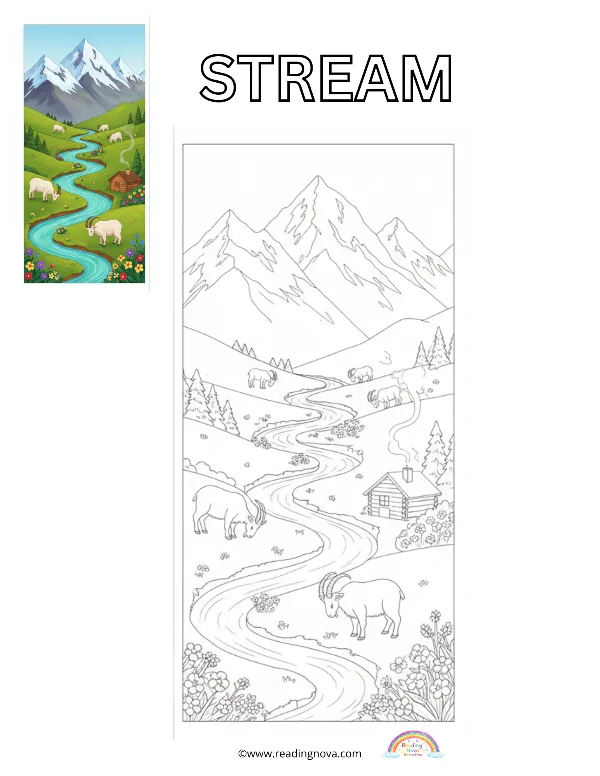 Free colouring page: Stream