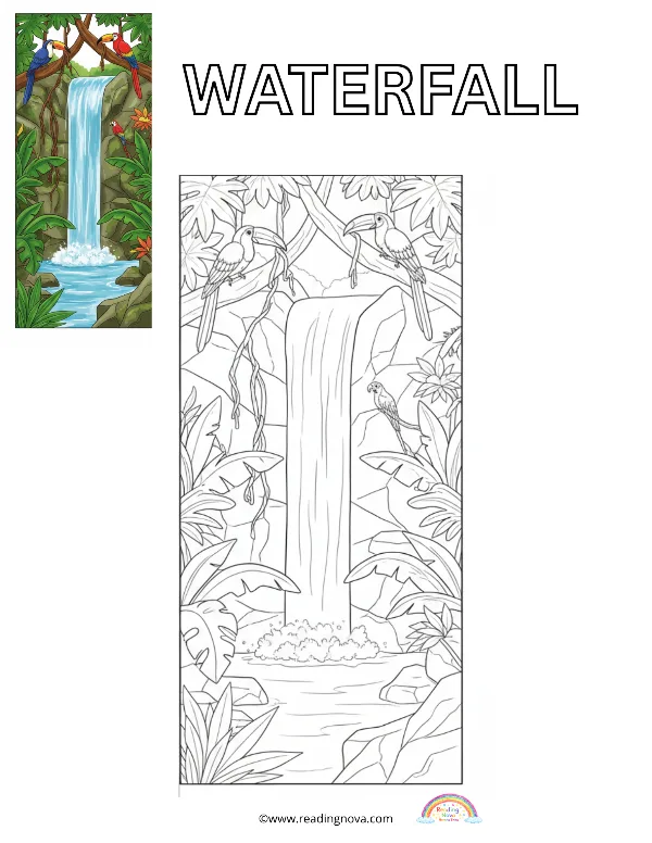 Free colouring page: Waterfall