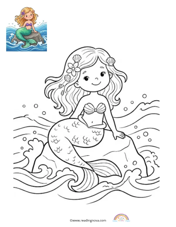 Free colouring page: Mermaid