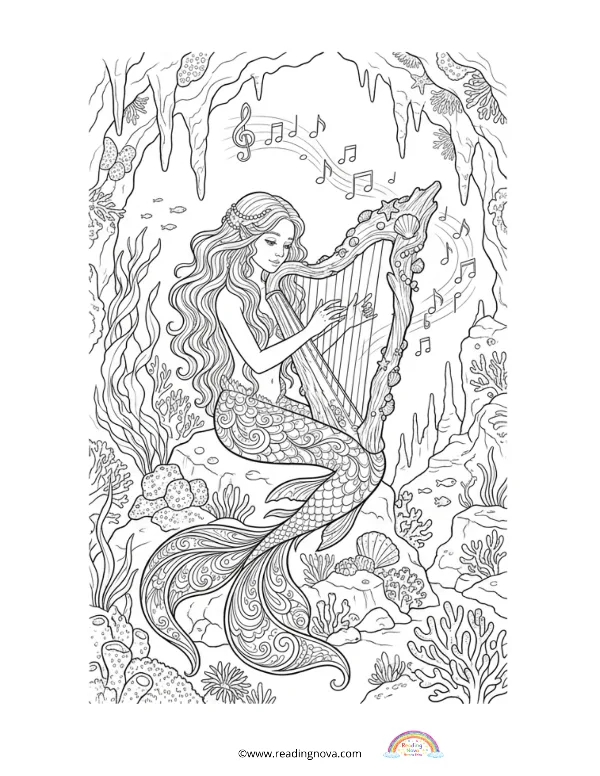 Free colouring page: Mermaid 1
