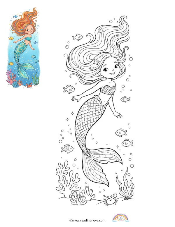 Free colouring page: Mermaid