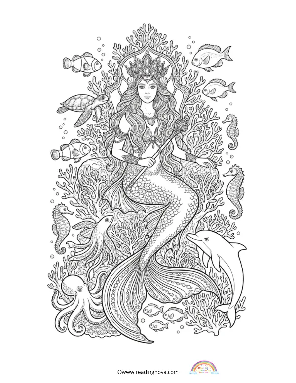 Free colouring page: Mermaid 11