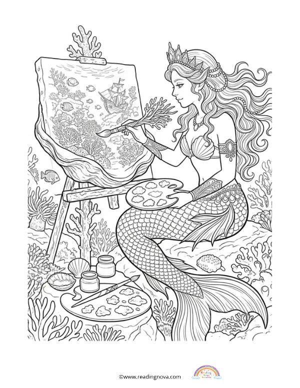 Free colouring page: Mermaid 12