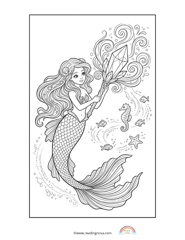 Free colouring page: Mermaid 13