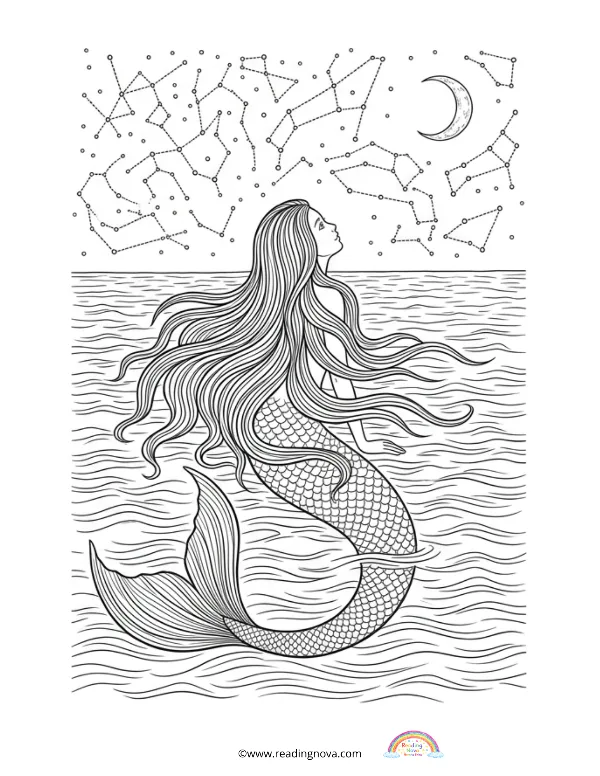 Free colouring page: Mermaid 14