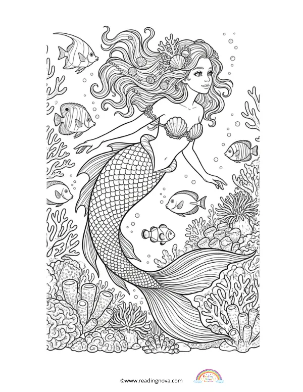 Free colouring page: Mermaid 15