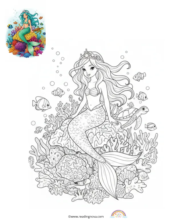 Free colouring page: Mermaid