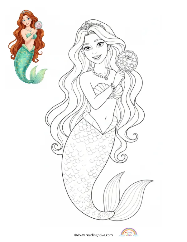 Free colouring page: Mermaid